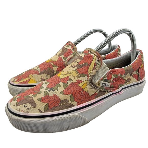 Vans Disney Beauty and The Beast Belle Rose Womens Slip On Skate Shoes Size 8.5 - Picture 4 of 12